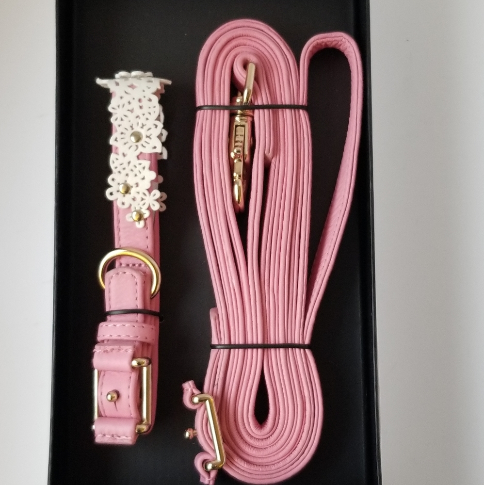Oscar de la Renta dog collar and leash set new